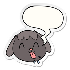 cartoon dog face and speech bubble sticker