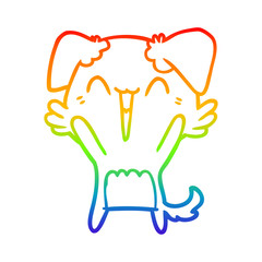 rainbow gradient line drawing happy little dog cartoon