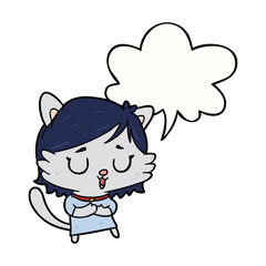 cartoon cat girl and speech bubble