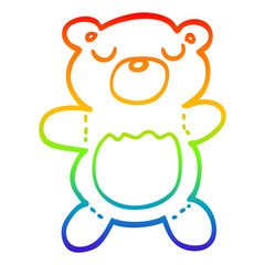 rainbow gradient line drawing cartoon teddy bear