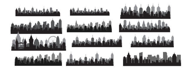 set Modern City Skyline Vector illustration