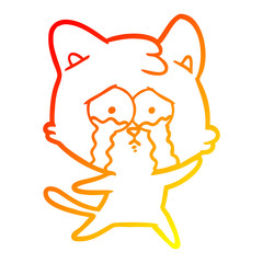 warm gradient line drawing cartoon crying cat