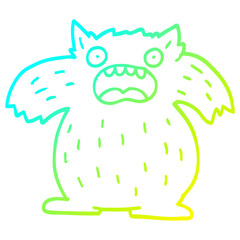 cold gradient line drawing cartoon yeti monster