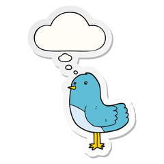 cartoon bird and thought bubble as a printed sticker