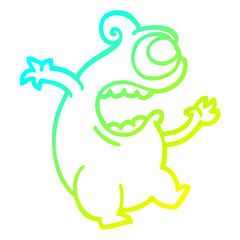 cold gradient line drawing cartoon green alien