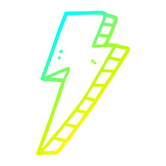 cold gradient line drawing cartoon lightning bolt