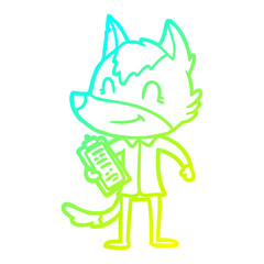 cold gradient line drawing friendly cartoon wolf boss