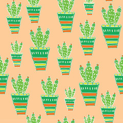Colorful Cactus Succulents Seamless Repeat Pattern