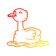 warm gradient line drawing swimming duck