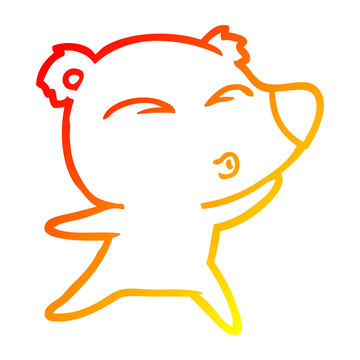 recommend clip art: warm gradient line drawing cartoon whistling bear