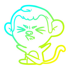 cold gradient line drawing cartoon angry monkey