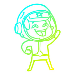 cold gradient line drawing cartoon laughing astronaut