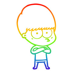 rainbow gradient line drawing nervous cartoon boy