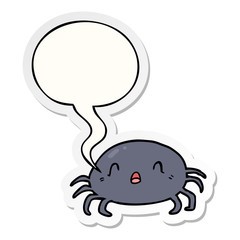cartoon halloween spider and speech bubble sticker