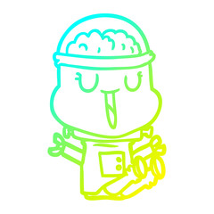 cold gradient line drawing happy cartoon robot