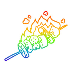 rainbow gradient line drawing cartoon kebab sticks