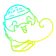 cold gradient line drawing happy bearded man
