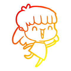 warm gradient line drawing cartoon woman