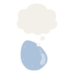 cartoon egg and thought bubble in retro style