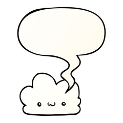 cute cartoon cloud and speech bubble in smooth gradient style