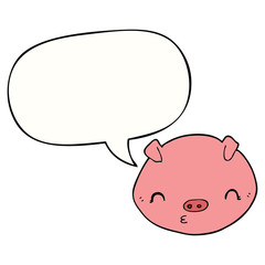 cartoon pig and speech bubble