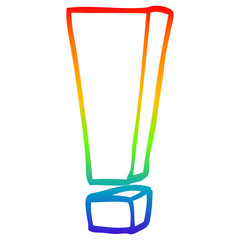 rainbow gradient line drawing cartoon exclamation mark