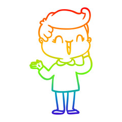 rainbow gradient line drawing cartoon laughing boy