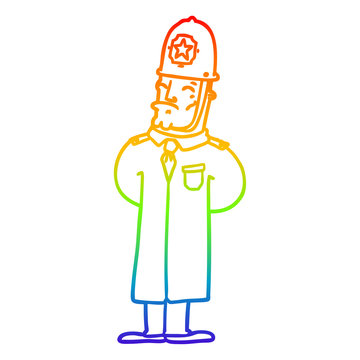 recommend clip art: rainbow gradient line drawing cartoon policeman