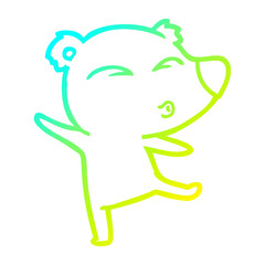 cold gradient line drawing cartoon whistling bear