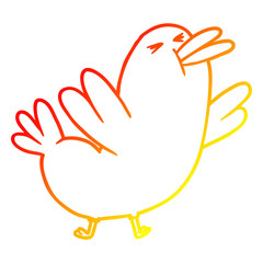 warm gradient line drawing cartoon blackbird