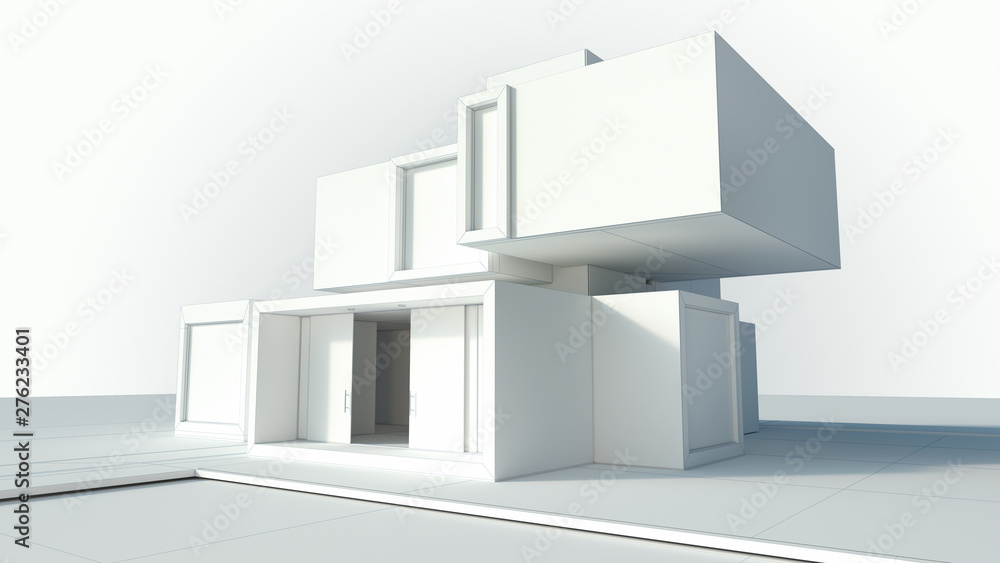 Poster modern house abstract rendering