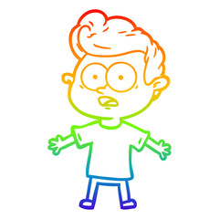 rainbow gradient line drawing cartoon staring man