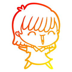 warm gradient line drawing cartoon woman