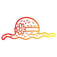warm gradient line drawing cartoon straw hat