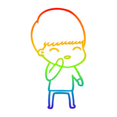 rainbow gradient line drawing happy cartoon boy