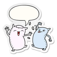cartoon pillows and speech bubble sticker