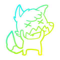 cold gradient line drawing cartoon dead fox