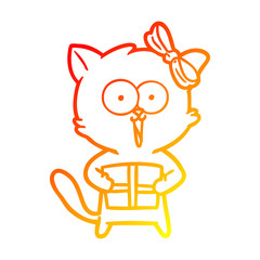 warm gradient line drawing cartoon cat
