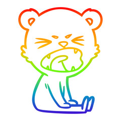 rainbow gradient line drawing angry cartoon bear