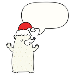cute cartoon christmas bear and speech bubble