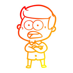 warm gradient line drawing cartoon shocked man