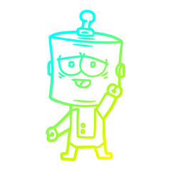 Fototapeta premium cold gradient line drawing cartoon robot