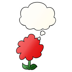 cartoon flower and thought bubble in smooth gradient style