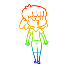 rainbow gradient line drawing cartoon woman