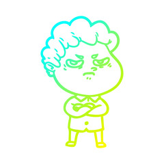 cold gradient line drawing cartoon angry man