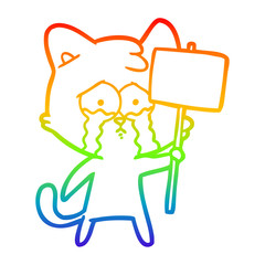rainbow gradient line drawing cartoon cat