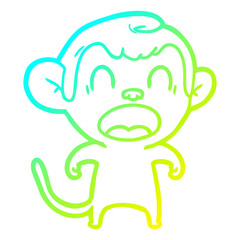cold gradient line drawing shouting cartoon monkey