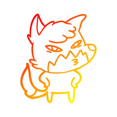 warm gradient line drawing clever cartoon fox