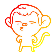 warm gradient line drawing cartoon suspicious monkey