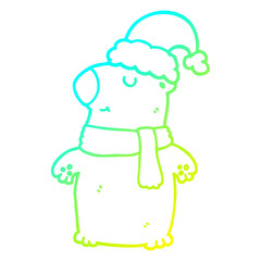cold gradient line drawing cute cartoon christmas bear
